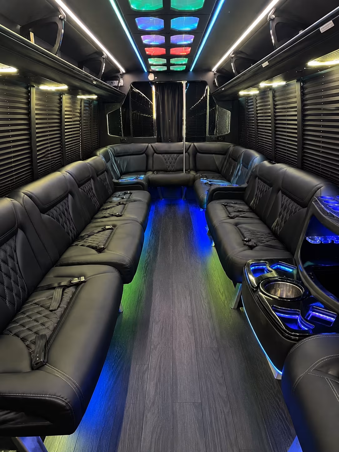 lawton 20 passenger party bus interior