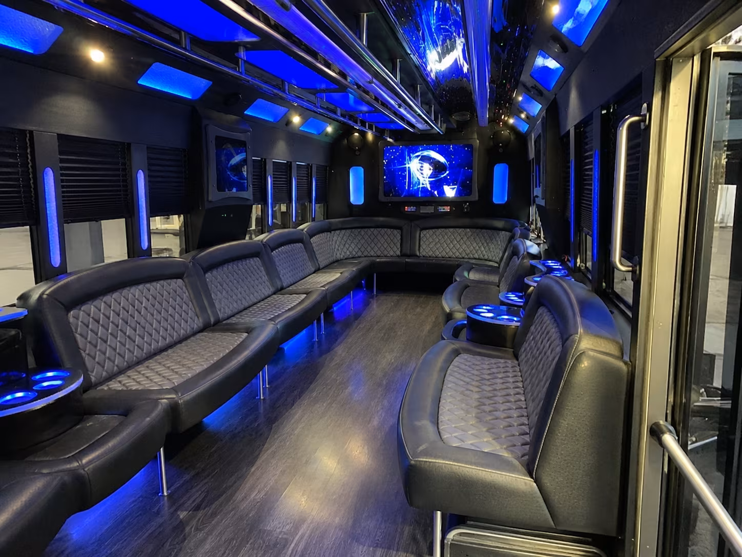lawton 28 passenger party bus interior