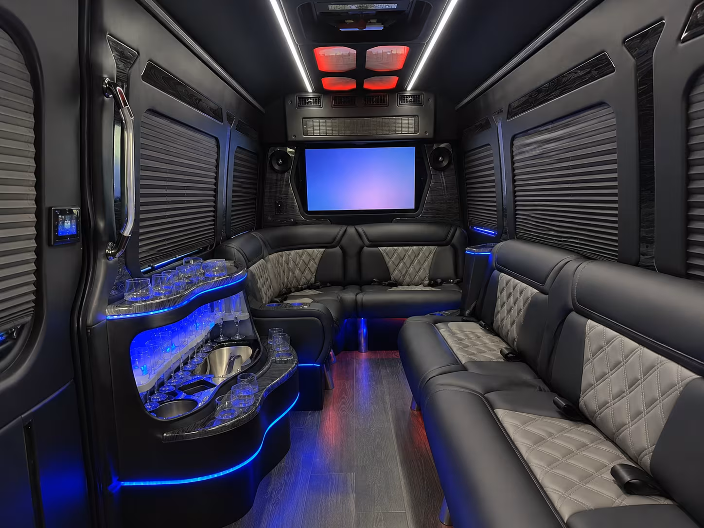 lawton 30 passenger party bus interior